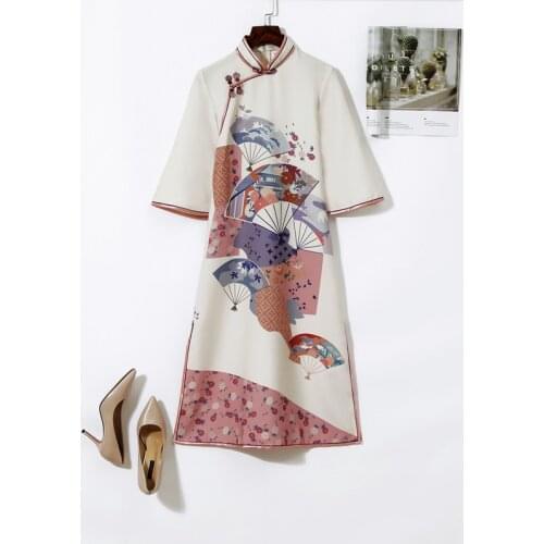 Women Dress Chinese Style Simply Cheongsam Vintage Sweet Improved cheongsam Long female bing 2020 HOT Plus size