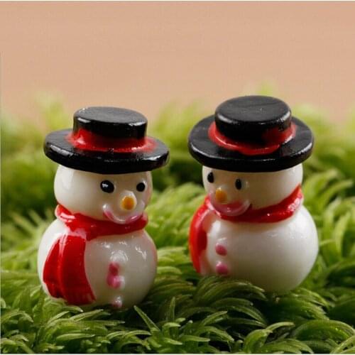 Winter Snowman decorative Miniature Figurine mini fairy garden animal statue resin craft christmas decorations for home toys