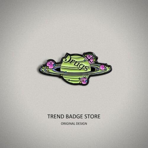 Fashion Creative Space Planet Trajectory Scientific Exploration Hat Badge, Astronomy Enthusiasts Brooch Enamel Label Pins