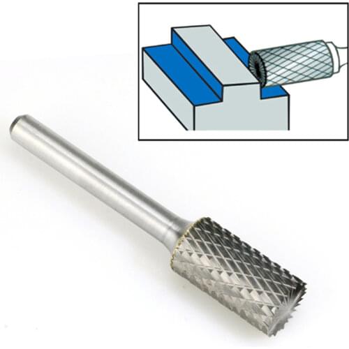 1pcs SB-5 Tungsten Carbide Burr File 1/2 Inch Head with 1/4 Inch Shank Cylinder Shape Metalworking Bit for Rotary Die Grinder