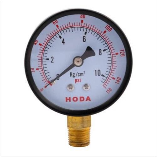 1 PC Horizontal Mount 1/4 PT Male Thread Water Air Pressure Gauge 0-10kg/cm2 0-150psi Free Shipping