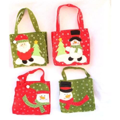 Hot sale 10 PCS/lot Chrismas Santa Claus Snowman Tree Kids candy Pouch Sack Present Christmas Decoration Xmas Candy Bag 16*16cm