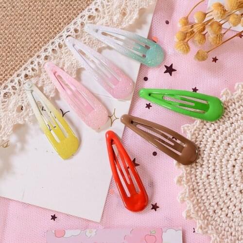 10pcs Cute Snap Hair Clips Cute BB Hairpins Water Drop Metal Barrettes for Women Candy Color Hair Styling Accessories