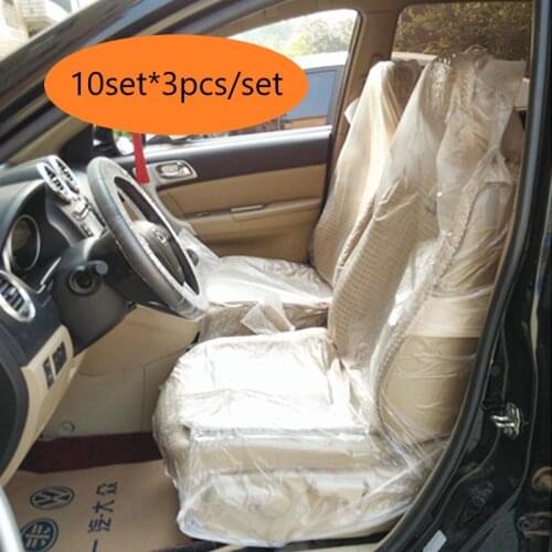 3Pcs/set Universal Auto Repair Protective Cover Disposable Waterproof Car PE Plastic Seat Cover Shift Knob Steering Wheel Cover