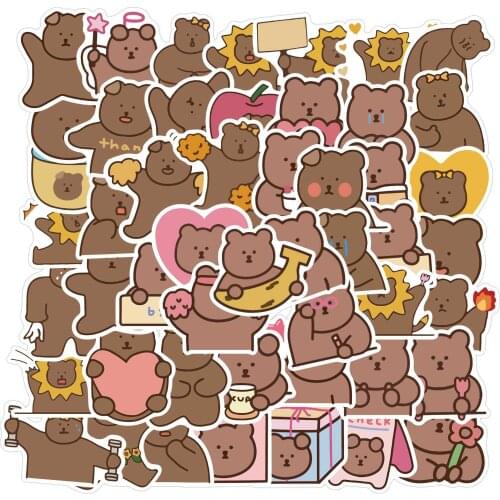 50pcs/SET Cute Bear Cartoon Sticker Waterproof Car Laptop Skateboard Surfboard Luggage Bicycle Kids Toy Home Decor