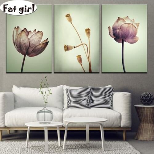5D diy square round diamond painting Elegant lotus lotus mosaic hand drill modern home decor embroidery cross stitch wall art