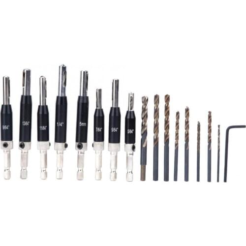 8Pcs Door Window Self Centering Hinge Hole Puncher Opening Drill Bit + 8Pcs Twist Drill Bit + 1Pcs Hex Wrench