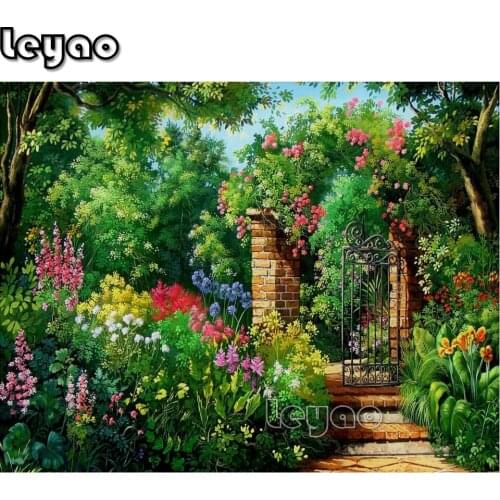 Diy diamind painting green garden spring landscape diamond painting full square scenery,diamond mosaic christma for home decor