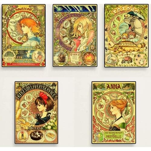 Anime Hayao Miyazaki My Neighbor Totoro Spirited Away My Neighbor Totoro Canvas Painting Poster Cafe Home Decoration Painting