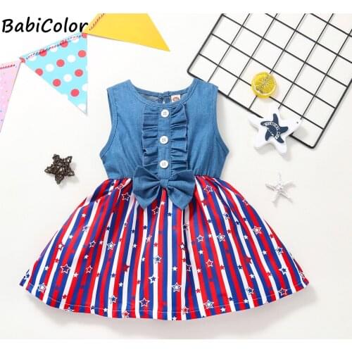 BabiColor Girls Dresses Party Dress Baby Girls Dress Without Sleeve Summer Girl Bow Princess Dress Toddler Baby Dress