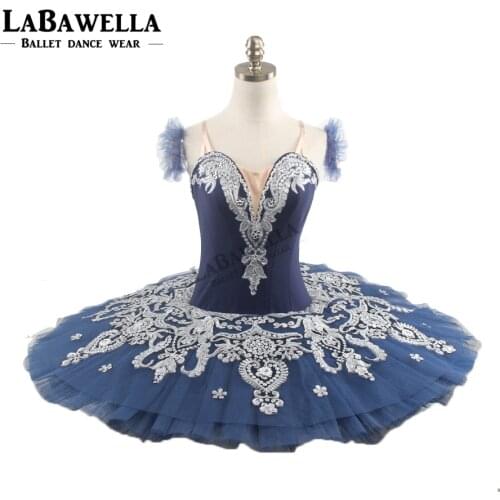 Child Doll Paquita Variation Peformance Dark Blue White Girls Professional Ballet Tutu Classical Platter Stage Ballet TutuBT9082