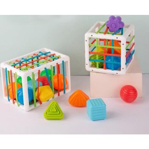 Baby Colorful Shape Block Sorting Game Soft Cube Box Baby Grasping Ability Montessori Educational Infant Tactile Senses Toy Gift