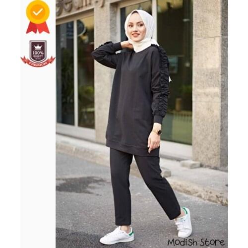 Double Sport Tracksuit Muslim Sets Plus Sizes 2021 Islamic Clothing Turkish Dresses Kaftan Muslim Fashion Eid Mubarak Abaya