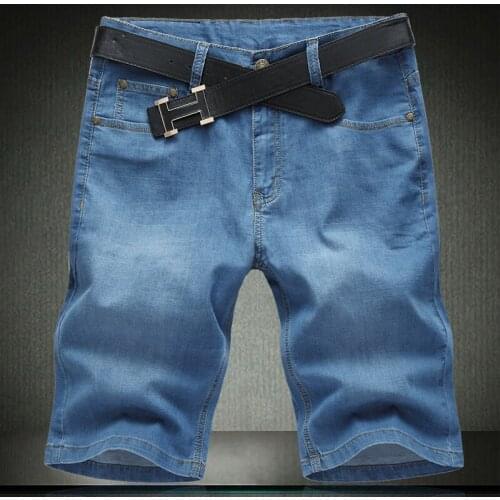 Mens Shorts Jeans Classic Direct Stretch Casual Denim Pants Slim Scratched Short Trousers Gentleman Cowboys Big Size 30-52 1383