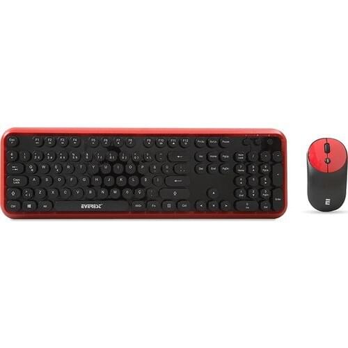 Everest Round KM-6282 Red/Black Wireless Q Multimedia Keyboard + Mouse Set