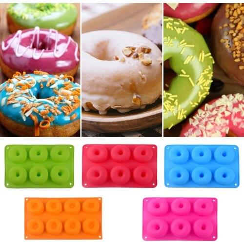 6 Cavity Donut Mold Silicone Non-stick Baking Tray Heat-resistant Reusable Folded Donuts Maker Colorful Soft Dessert Making Tool