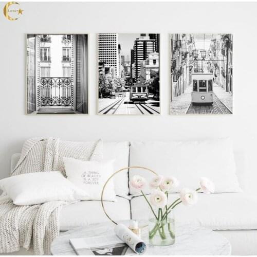 Paris City View Canvas Painting Black and White Prints Team Building Posters Modern Wall Art Pictures for Home Decoration