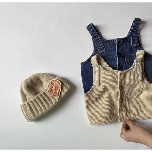 2021 Korea style girls boys denim vest autumn cotton fashion kids waistcoat 0-5 years