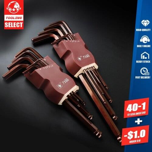 LIJIAN Advanced 9PCS S2 Metric/British Type Hex Wrench Set Ball Ended Alex Spanner Hexagonal Wrench Set