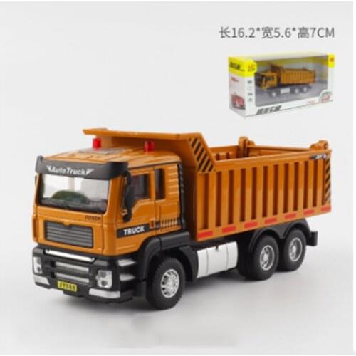 Diecast 1/50 Alloy Engineering Truck Dump Truck Dump Truck Pull Back Sound and Light Toy Car Model Transporter Boy Gift