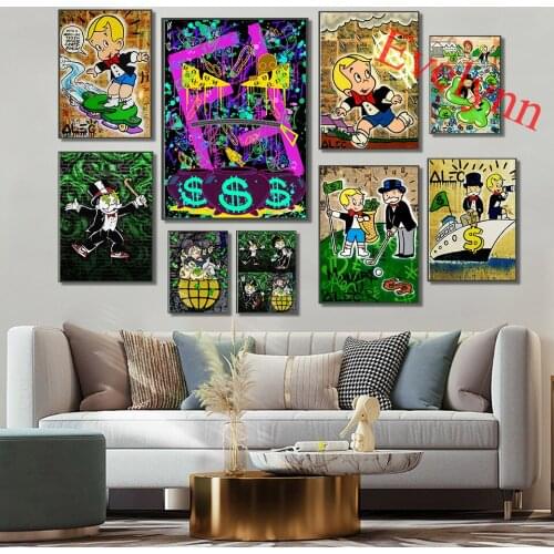 Monopoly Graffiti Poster | Dollar Art, Street Art Poster,Vintage Mr Monopoly Man Poster,Home Decor Canvas Wall Art Prints Gift