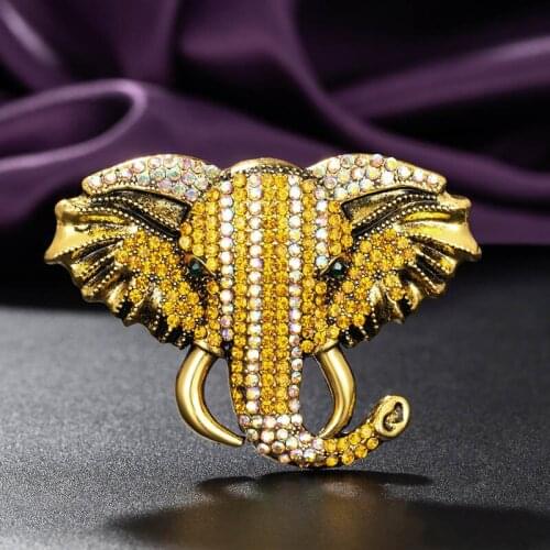 Zlxgirl luxury brand Golden elephant head animal brooch And pendant Mens scarf pins jewelry vintage men hijab accessory gift