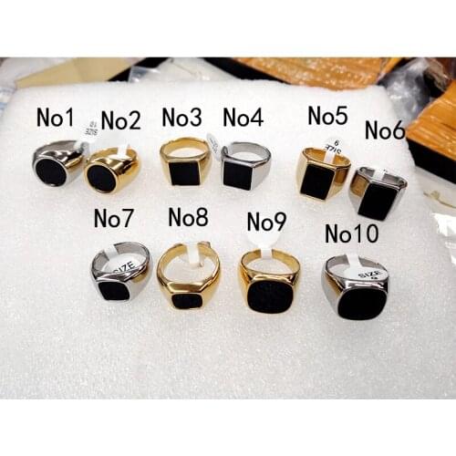New 2021 Does not fade Men Vintage Ring Enamel Rings Punk Classic Black Drip Imitation Black Stones Male Enamel Ring for Male