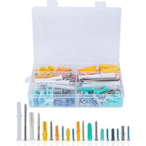 NEW 110PCS Screws Assortment Kit + 110PCS Plastic Drilling Drywall Anchors Plastic Plug High Stability Self Drilling Screw