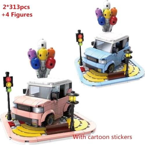 2021 NEW City Mini Balloon Car Vehicle Model Building Blocks Kit Bricks Figures Kids Toys Birthday Gifts DIY Cartoon Stickers