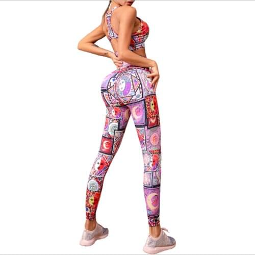 New hot style printed design and color yoga suit sports fitness fast dry breathable butt-lifting underwear pants two sets