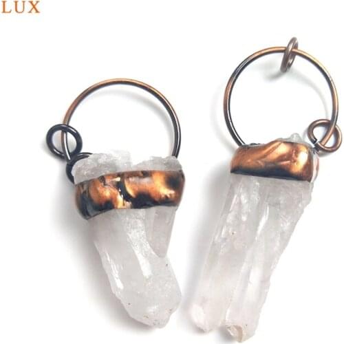 Healing Crystal Bronze Plated Natural Clear Quartz Pendant Charm Gemstone Fashion Pendant Necklaces For Women Healing Jewelry
