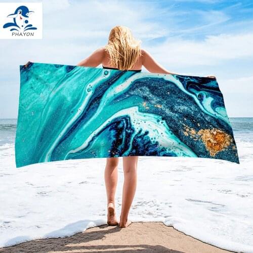 PHAYON 2021 Advanced Luxury Microfiber Absorbent Beach Towels Blue Waves for Man Women Bath Towels Home/Hotel Travel