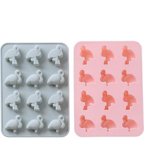 12 Cells Cute Flamingo Style Silicone Moulds Diy Candy Fondant Chocolate Molds Kitchen Baking Tools