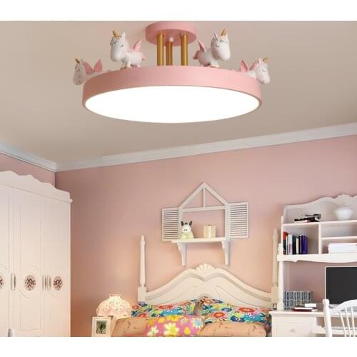 Nordic Childrens Room Led Lamps Creative Unicorn kid lighting Bedroom Room Ceiling Lamp Modern Boy Girl Eye Care Ceiling lights