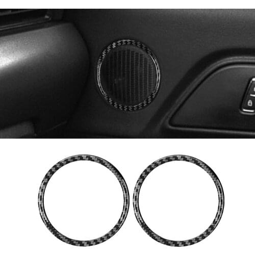 Compatible with Sticker Carbon Fiber Door Speaker Ring Trim Cover Accessories for Ford Mustang 2015 2016 2017 2018 2019 2020