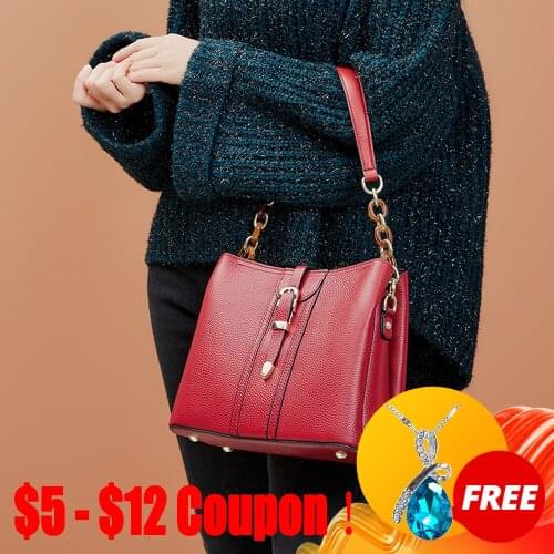 CGA Handbags Bags For Women Design Luxury Ladies Bucket Shoulder Bag Single Large Capacity Messenger Female Solid Color Handbag
