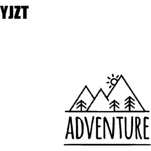YJZT 17.8CM*14.8CM ADVENTURE MOUNTAINS Vinyl Motorcycle Black Silver Car Sticker Decals C13-000424
