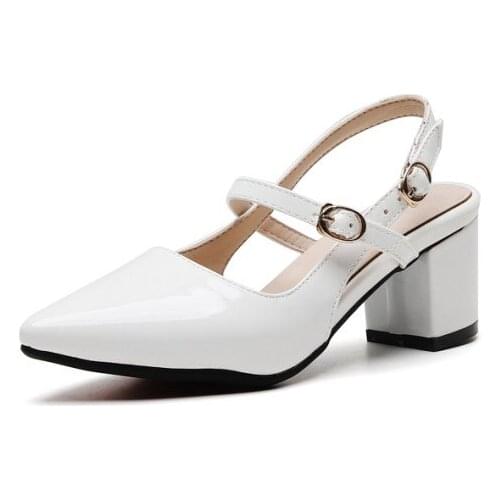 Big Size 11 12 13 14 ladies high heels women shoes woman pumps Square heel and shallow rear strap single shoe