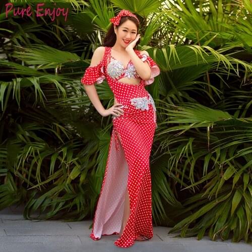 Women Belly Dance Indian Oriental Dance Performance Costume 2019 New Bra+Robe (Underpants)+scarf dance competition Set