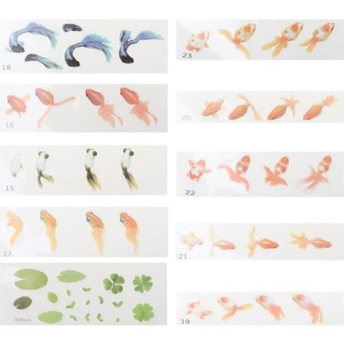 10 Sheets Blue Gold Fish UV Resin Stickers Fit Silicone Mold DIY Micro Landscape