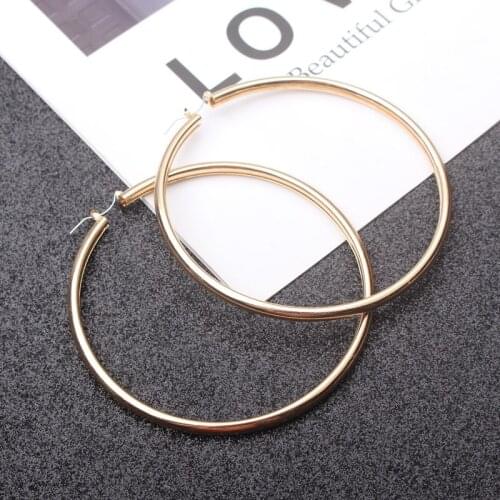 100mm Exaggerate Big Smooth Circle Hoop Earrings Female Simple Party Oversize Round Earrings for Women Jewelry Valentines Day