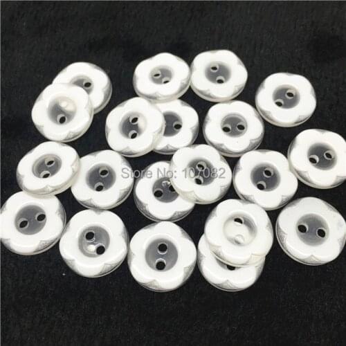 1000pcs 13mm Resin Buttons Two Tone Flower Clear White Transparent Button Sewing Embellishments