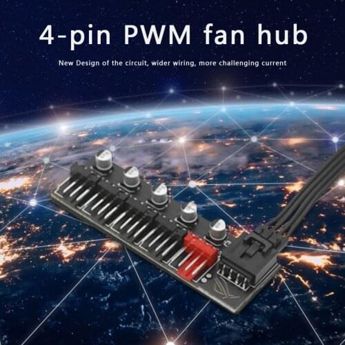 5 Port PC Fan Hub Interface Extender Splitter Speed Controller Adapter Connector for 4 Pin PWM Cooler Cooling Fan CPU FAN Power