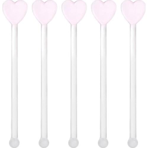 5pcs Heart Cocktail Bar Drink Shaker Muddler Stirrer Kitchen Tableware Bar Tool Glass Stirring Stick Cocktail Drink Mixer Bar