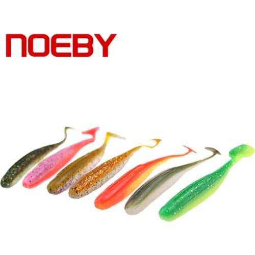 NOEBY Soft Baits S3118 7.5cm 9.5cm T Tail 6pcs/lot Soft Worm Artificial Baits 6 Colors Silicone Fishing Lures for Carp Fishing
