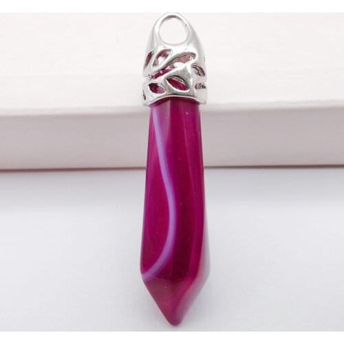 8x38MM Purple Veins Carnelian Stone GEM Pillar Pendant Jewelry S223
