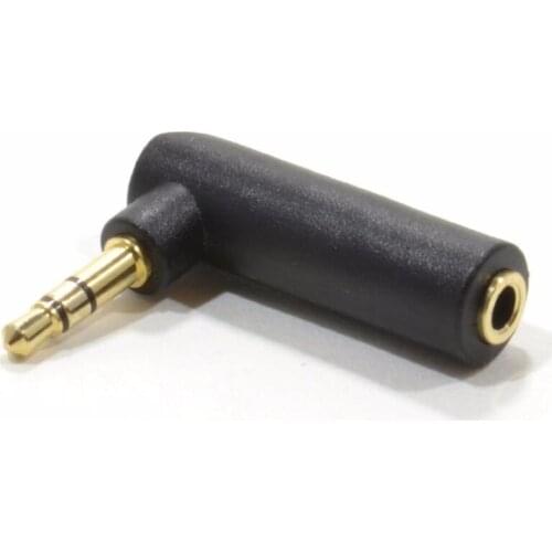 3.5mm Stereo Male to Female Jack Socket to Male Right Angle Plug Gold Audio Adapter
