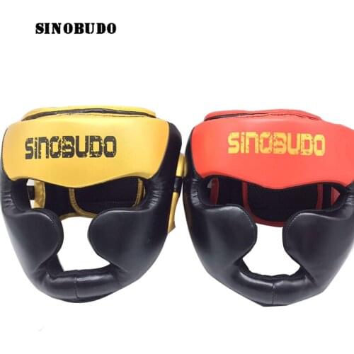 SINOBUDO Closed Type MMA Boxing helmet Head Protector Guard Taekwondo Sanda Muay Thai Kickboxing Competition Head Gear