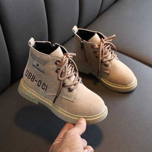 2020 Winter New Girls Boots Fashion British Wind Plus Velvet Boys Boots Casual Warm Boys and Girls Snow Boots Size 26-36