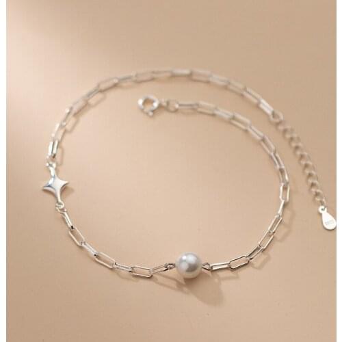 Synthetic Pearl Anklet 925 Sterling Silver Leg Chain Womens Decoration On Foot Fashion Jewelry Bobby Socks Summer Accessories